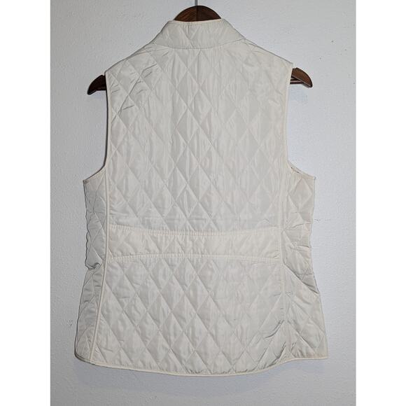 Talbots Reversible Quilted Vest Full Zip White Multicolor Plaid Women's Medium - Picture 4 of 8